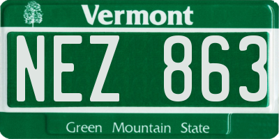 VT license plate NEZ863