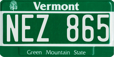 VT license plate NEZ865