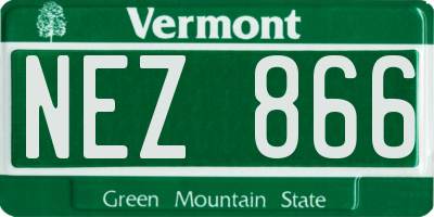 VT license plate NEZ866