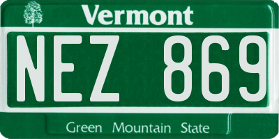 VT license plate NEZ869