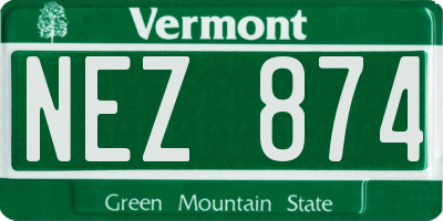 VT license plate NEZ874