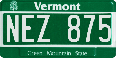 VT license plate NEZ875