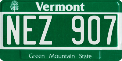 VT license plate NEZ907