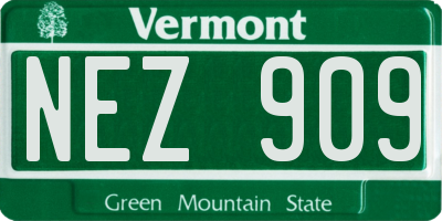 VT license plate NEZ909