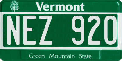 VT license plate NEZ920