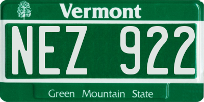 VT license plate NEZ922