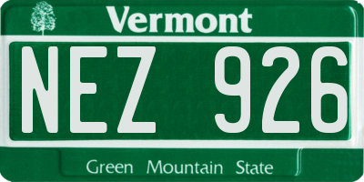 VT license plate NEZ926