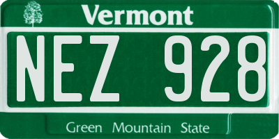 VT license plate NEZ928