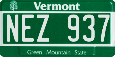 VT license plate NEZ937