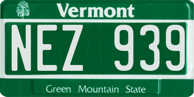 VT license plate NEZ939