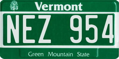VT license plate NEZ954