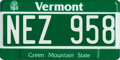 VT license plate NEZ958