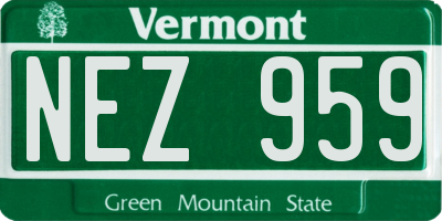 VT license plate NEZ959