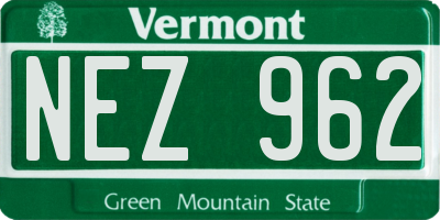 VT license plate NEZ962