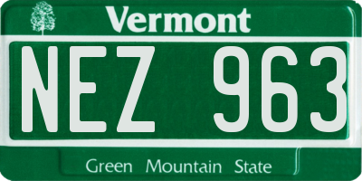 VT license plate NEZ963