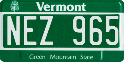 VT license plate NEZ965