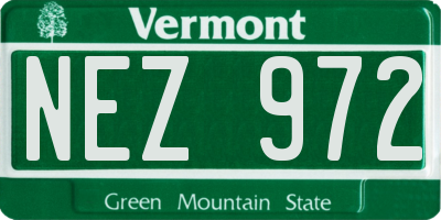 VT license plate NEZ972