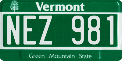 VT license plate NEZ981