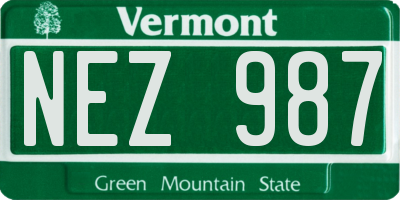 VT license plate NEZ987