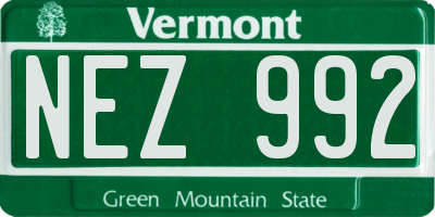 VT license plate NEZ992