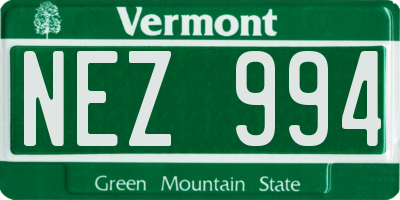 VT license plate NEZ994