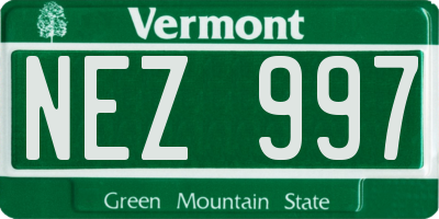 VT license plate NEZ997