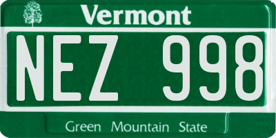 VT license plate NEZ998