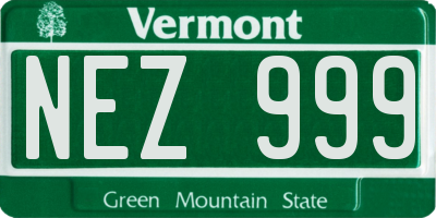 VT license plate NEZ999