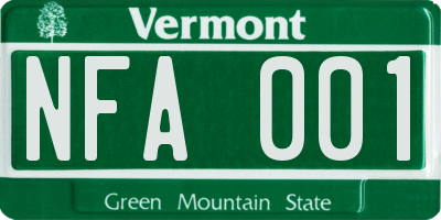 VT license plate NFA001
