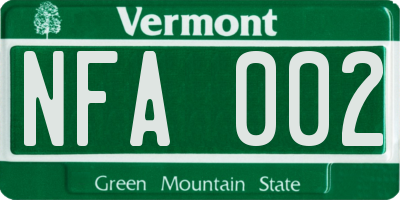 VT license plate NFA002