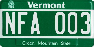 VT license plate NFA003