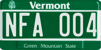 VT license plate NFA004