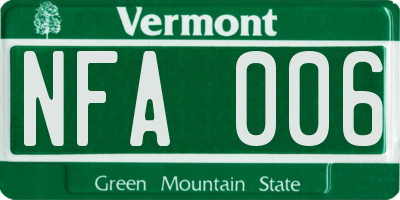 VT license plate NFA006