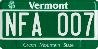 VT license plate NFA007
