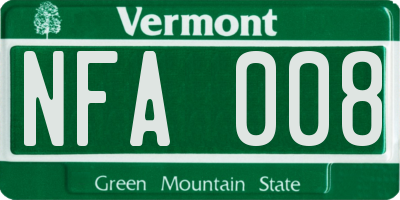 VT license plate NFA008