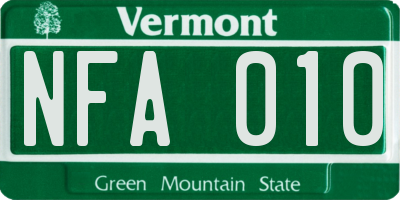 VT license plate NFA010