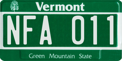 VT license plate NFA011