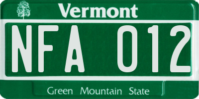 VT license plate NFA012