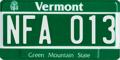 VT license plate NFA013