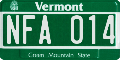 VT license plate NFA014