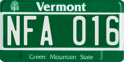 VT license plate NFA016