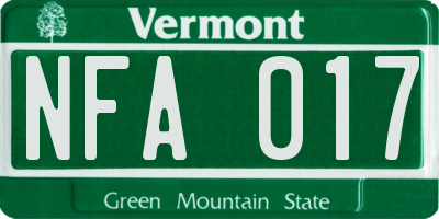 VT license plate NFA017