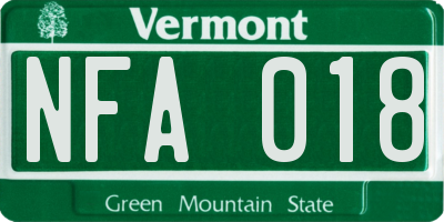 VT license plate NFA018
