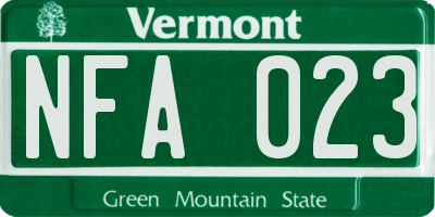 VT license plate NFA023