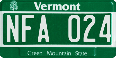 VT license plate NFA024