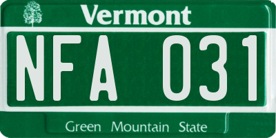 VT license plate NFA031