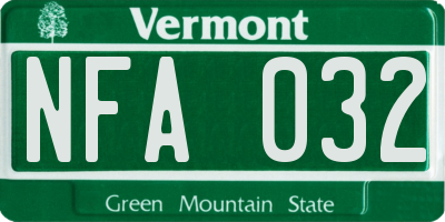 VT license plate NFA032
