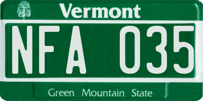 VT license plate NFA035