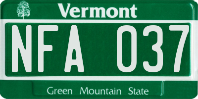 VT license plate NFA037