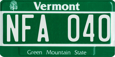 VT license plate NFA040